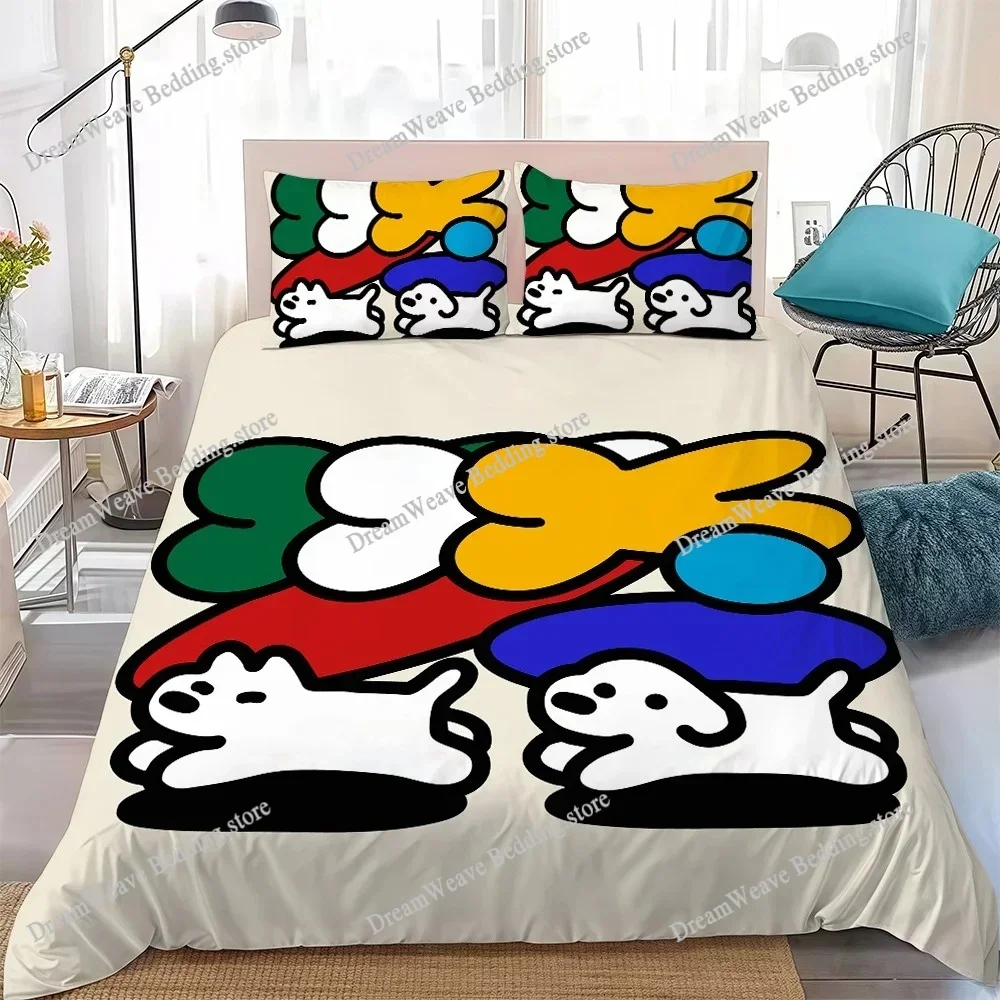 M-Matsui Dog Kawaii Duvet Cover Set Home Style Bedding Soft Laundry Cotton Bed Student Dormitory GiftFQH