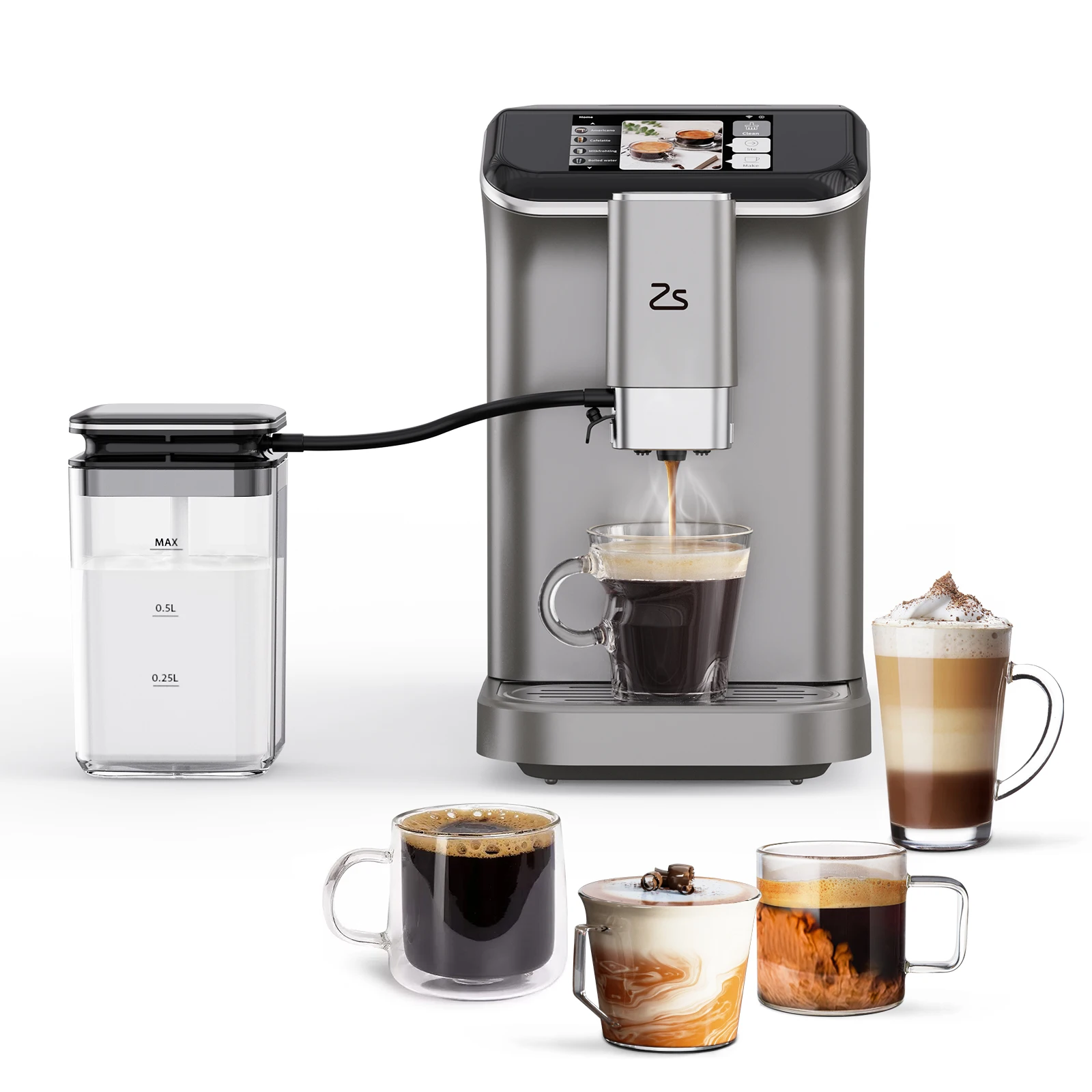 1Pcs Abs+Ps Fully Automatic Coffee Machine (Automatic Milk Frothing With Tft Screen High-End Model) 120V/60Hz/1350W/Us Standard