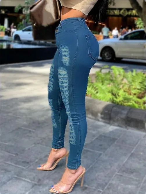 Women Jeans Broken Hole Rough Edge Personalized Shorts Denim Pants Basic Style Street Trendy New Fashion Women's Denim Pants