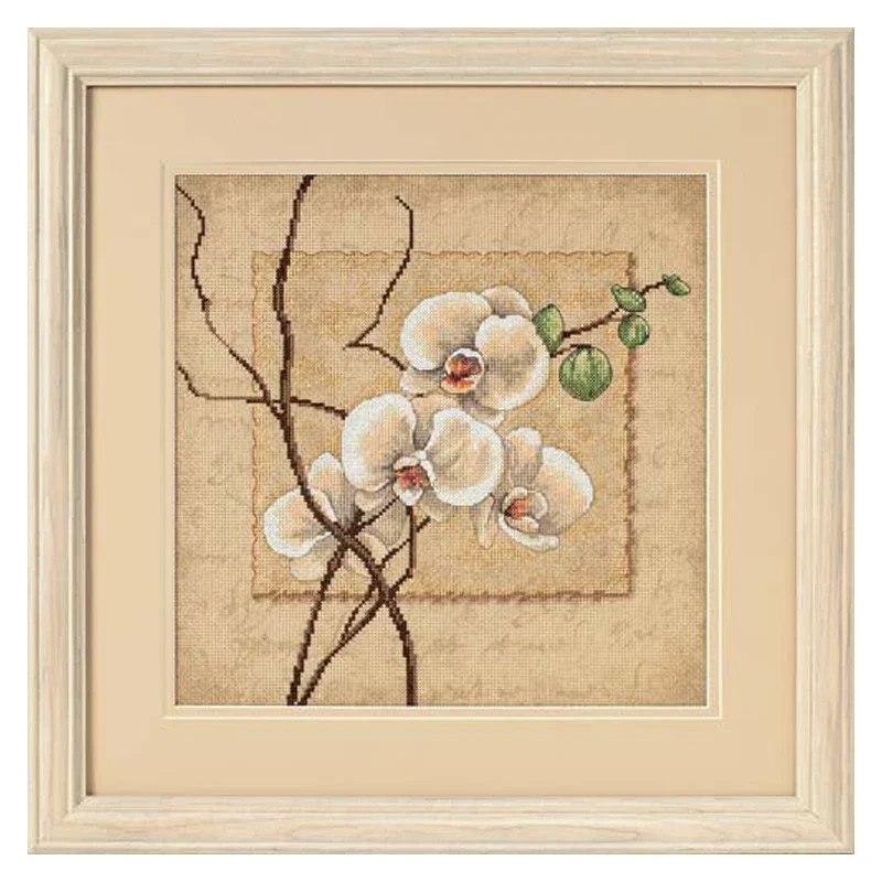 Amishop Counted Canvas Cross Stitch Kits, Oriental Orchids, Flowers, Embroidery, Home Decorate, Dim 35176