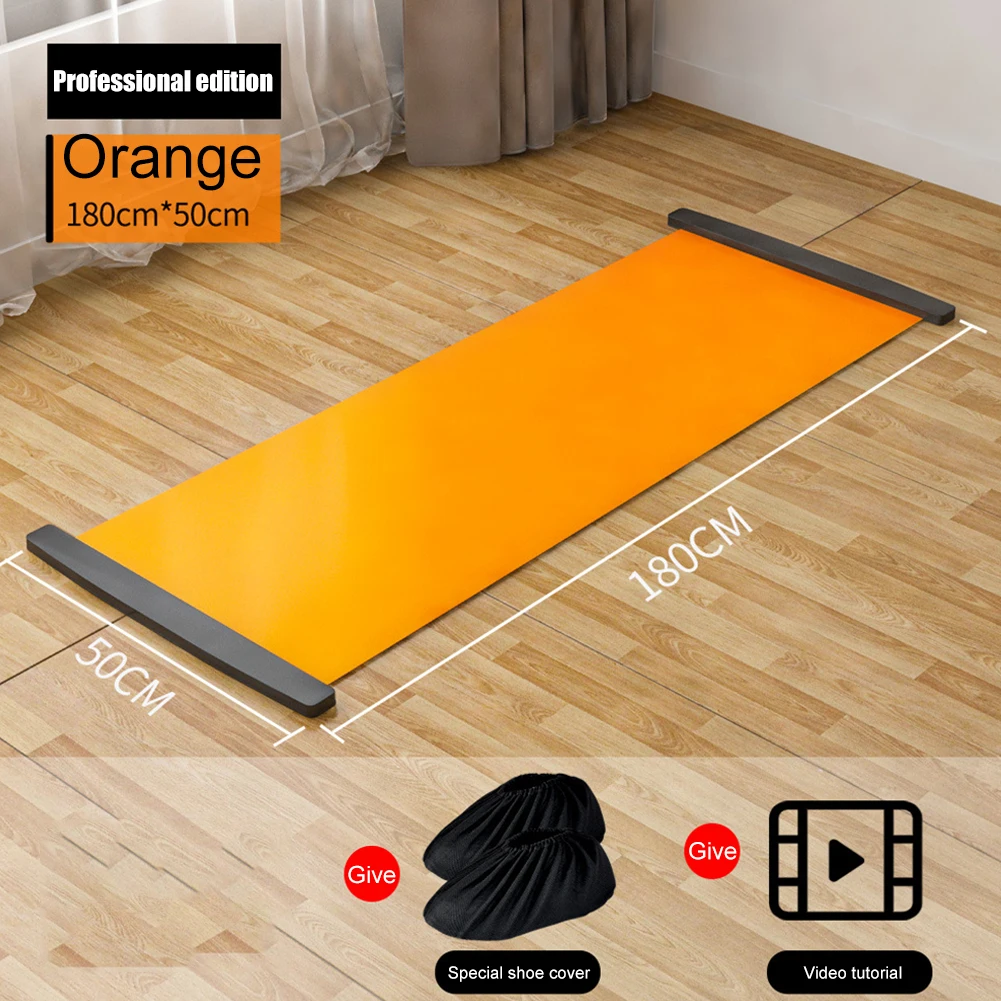 140/180/200cm Multifunctional Yoga Sliding Mat for Ice Hockey Roller Skating Leg Exercise Indoor Sliding Fitness Training Board