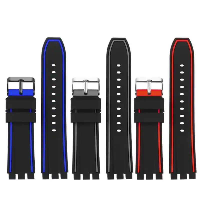 19mm 20mm 21mm Rubber Watchband for Swatch Men\'s Watch Strap YVS400 YVS451 YVB404 Silicone Waterproof Outdoor Sports Wrist Band