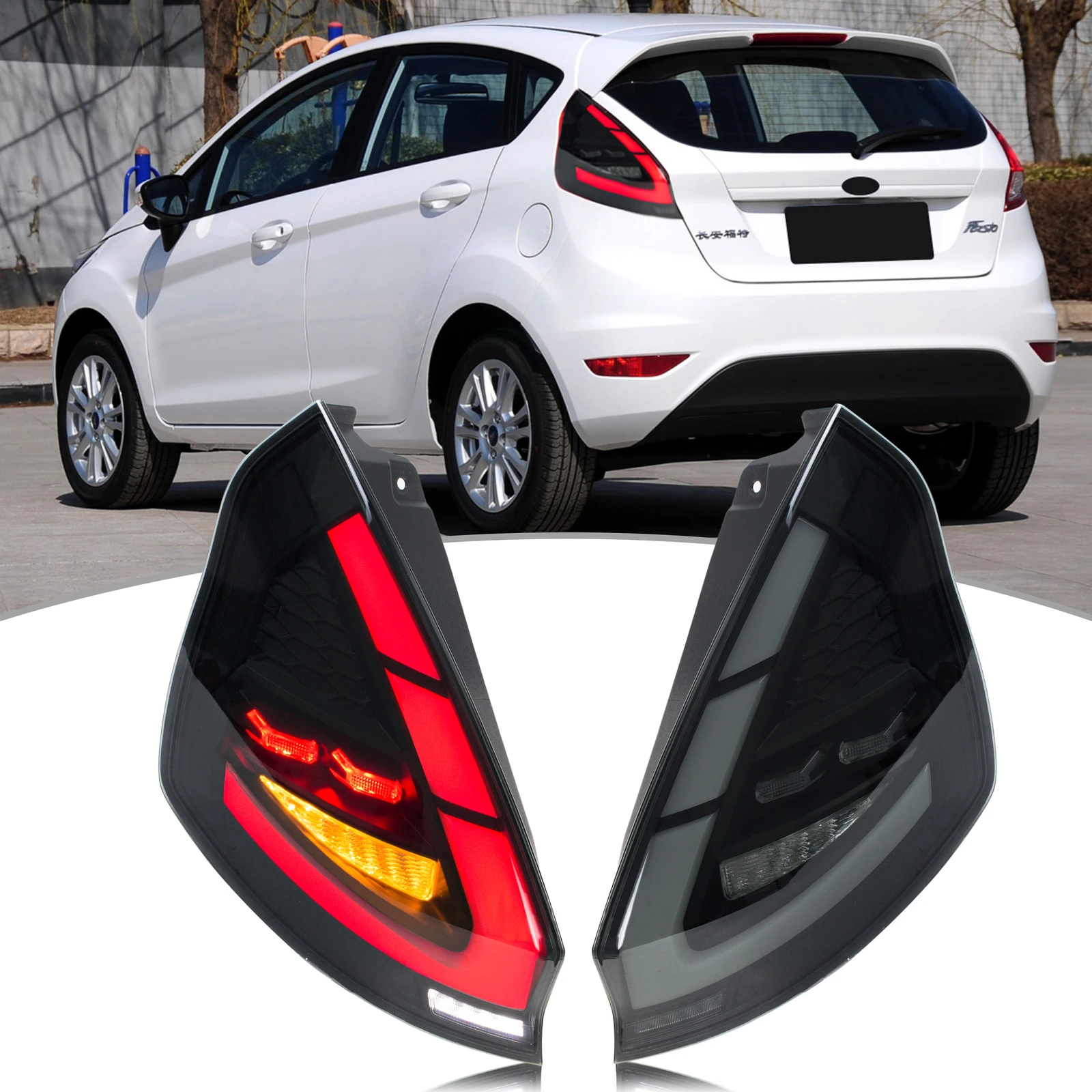 

Светодиодные задние фонари для Ford Fiesta 2008-2017 MK7 MK7.5, динамическая анимация, последовательные задние фонари указателя поворота