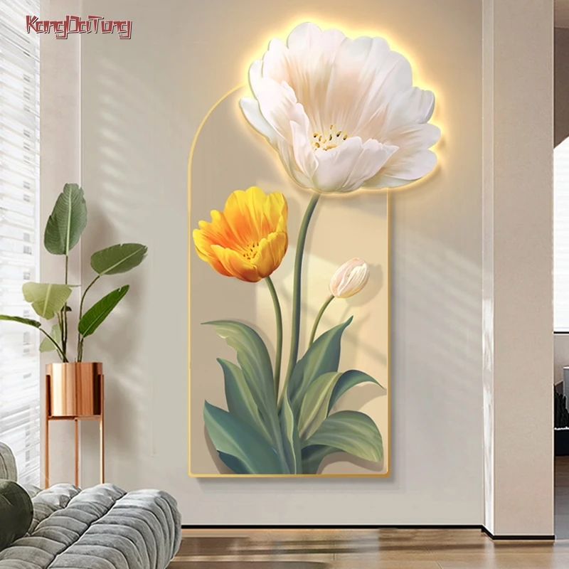 

Modern Three-Dimensional Embossed Flower Luminous Mural Lamp Porch Decoration Living Room Bedroom Entry Corridor Home Wall Lamp