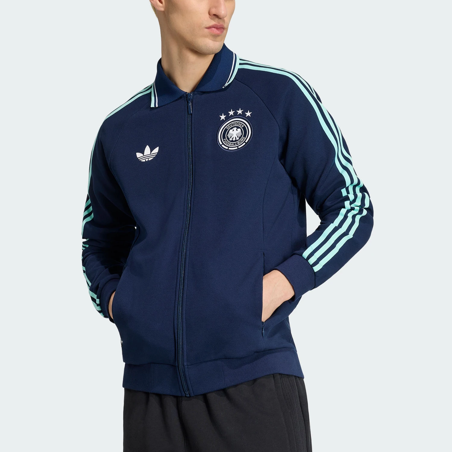 Chaqueta deportiva retro de punto con solapa para hombre Adidas Genuine Clover JZ9336