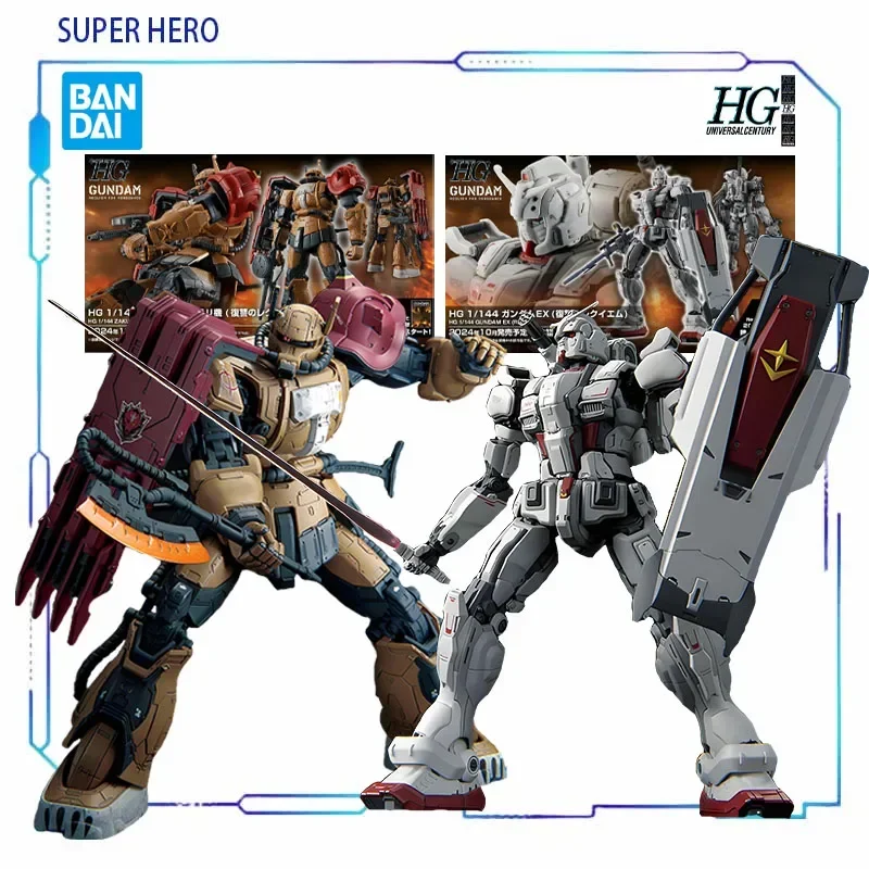 BANDAI Original Model Kit HG GUNDAM EX MS-06F ZAKU II Requiem aeternam Anime Action Figure Assembly Model Toys Gifts for Boys