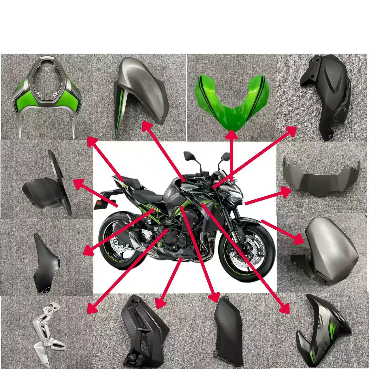 Motorcycle Accessories Retrofit Parts Fairing Fender Panels Cover Kits for Kawasaki Z900 2017-2019