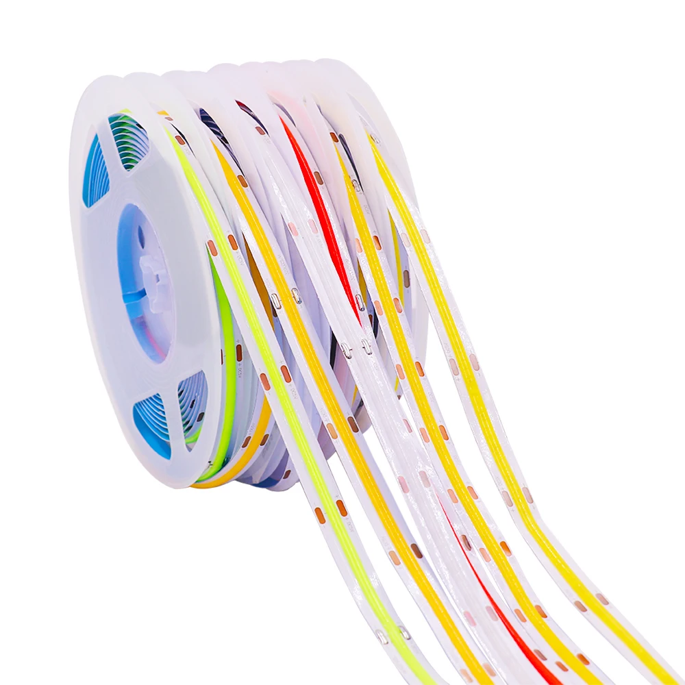 DC 5V 12V 24V COB LED Strip Light with 2 Pin Wire Flexible Tape 320LEDs/m Red Ice Blue Pink Yellow Green Warm Natural White