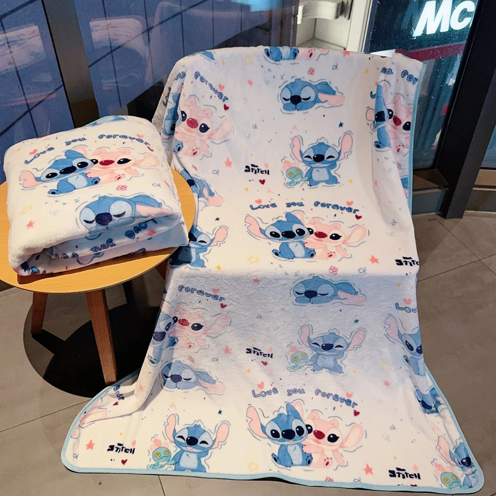 

Фланелевое одеяло с рисунком Диснея Лило и Стич, студенческое офисное одеяло для сна, милое бархатное одеяло со стежком, простыня в общежитии, одеяло