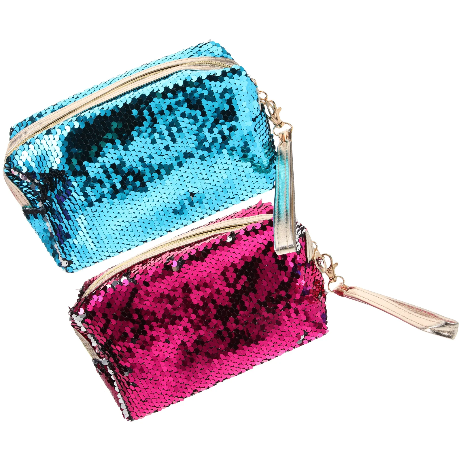

2Pcs Glitter Coin Purse Heart Wallet Portable Small Makeup Pouch Change Purse for Women Casual School Travel