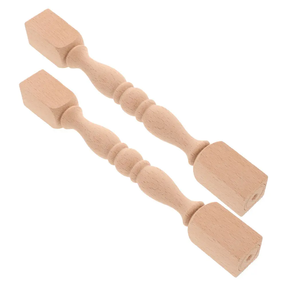 

2Pcs Wooden Spindles Solid Wood Baluster Posts Gourd Bridge Carved Design Staircase Interior Decor Cabinet Support Rods