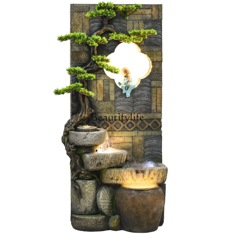 

Floor-to-ceiling water curtain wall rockery fountain screen partition ornament running water ornament