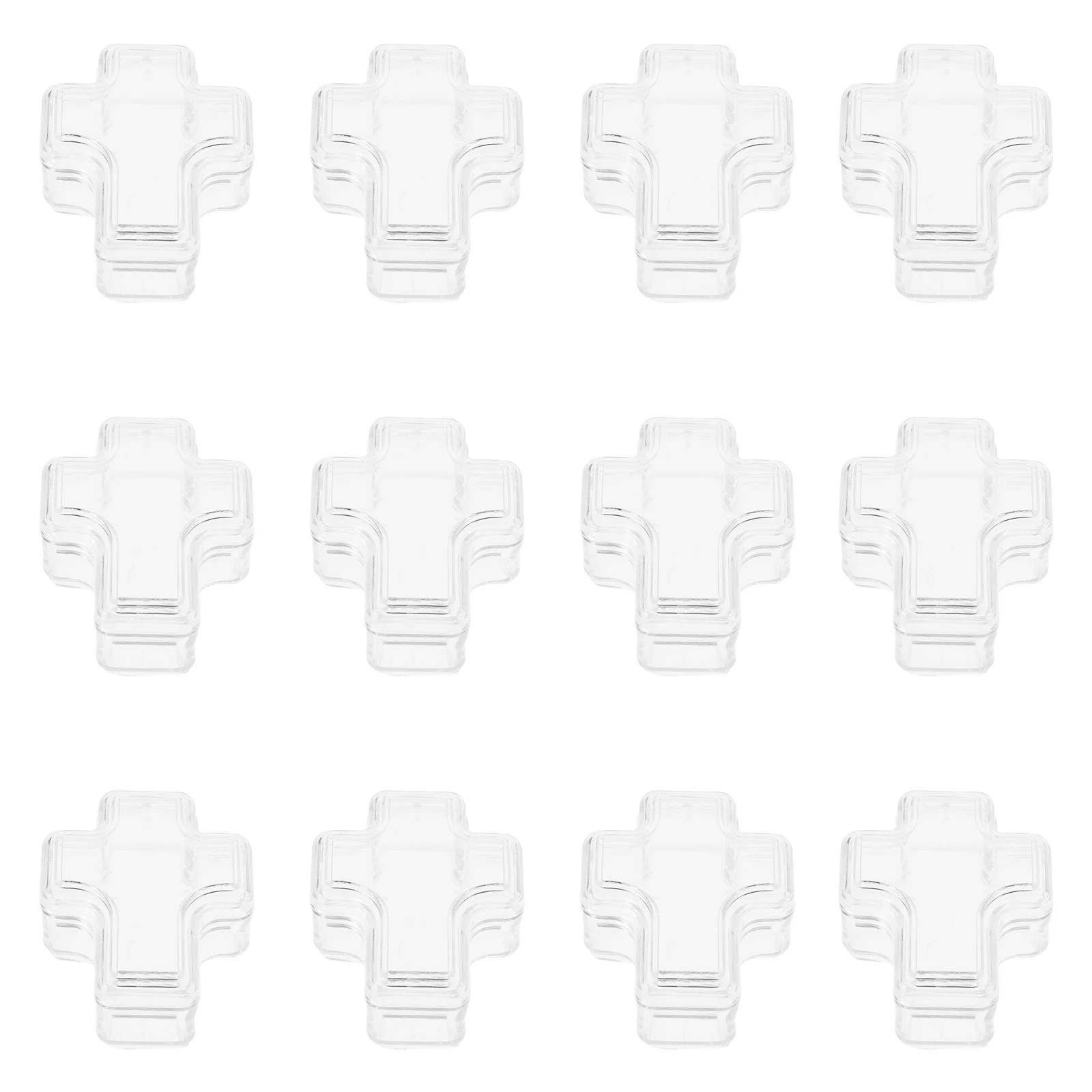 

30pcs Cross Shaped Jewelry Organizer Transparent Plastic Storage Box for Necklace Earring Bracelet Trinket Holder Retro Style
