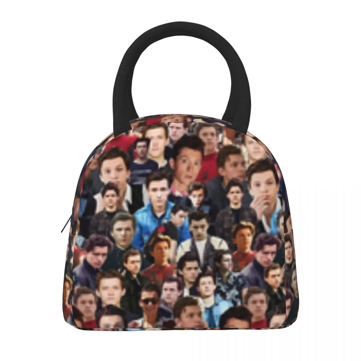 Bolsa de almuerzo con Collage Tom Holland para la escuela, impermeable, enfriador térmico, fiambrera aislada, bolsas de mano para niños y mujeres