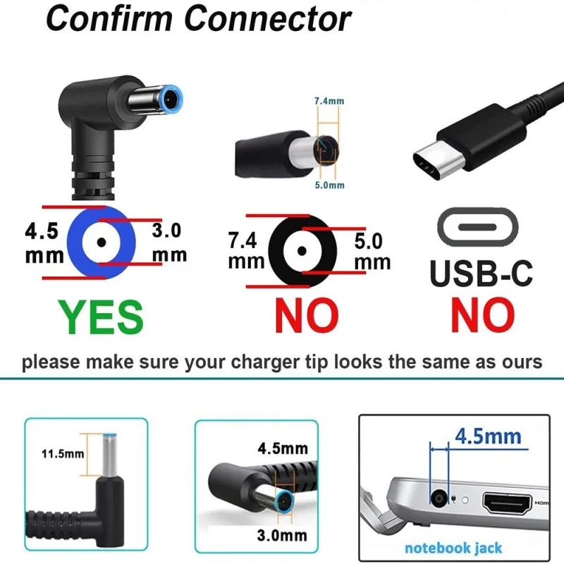 Caricabatterie ca da 65W per HP ProBook Series ProBook G3 G4 G5 G6 G7 G8 470 430 440 450 445 640 650 PPP009A 19.5V adattatore per Laptop