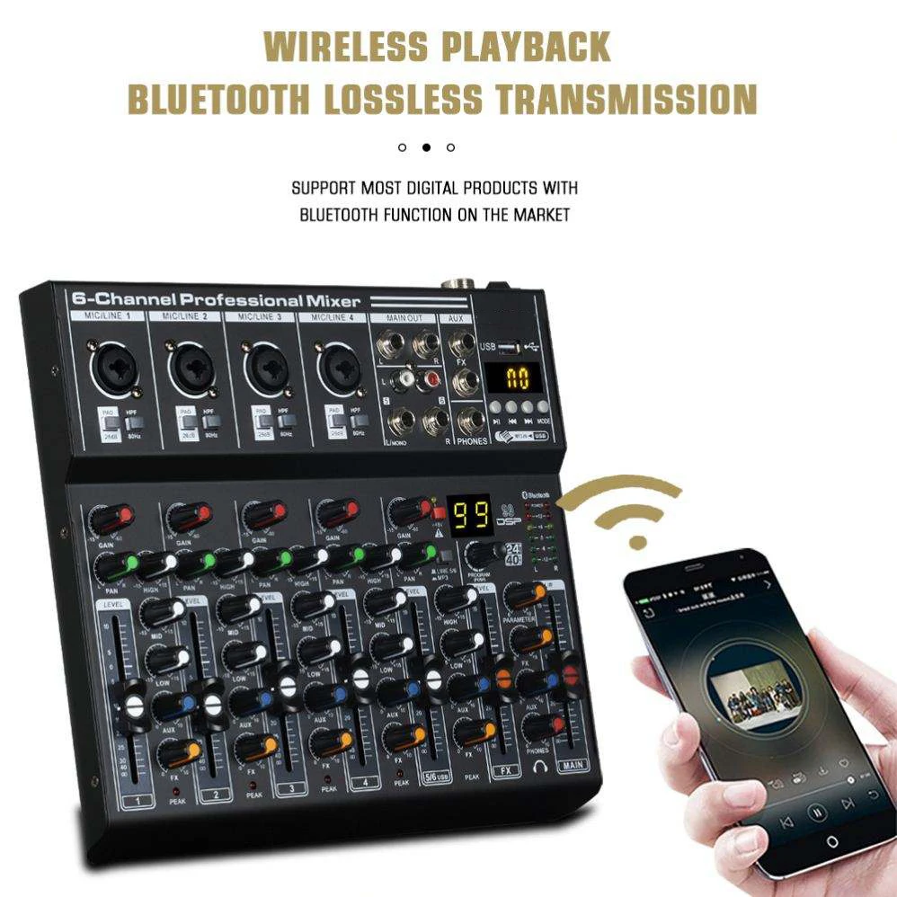 Professional 4 Channel USB Audio Mixer Portable Mini Size High Quality Sound Mixing Console for Podcast Studio Recording