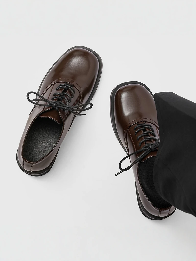 Men's Casual Business Sports Shoes Anti-Slip Thick Bottom Leather Shoes Comfortable Breathable Wear-Resistant for Spring Autumn