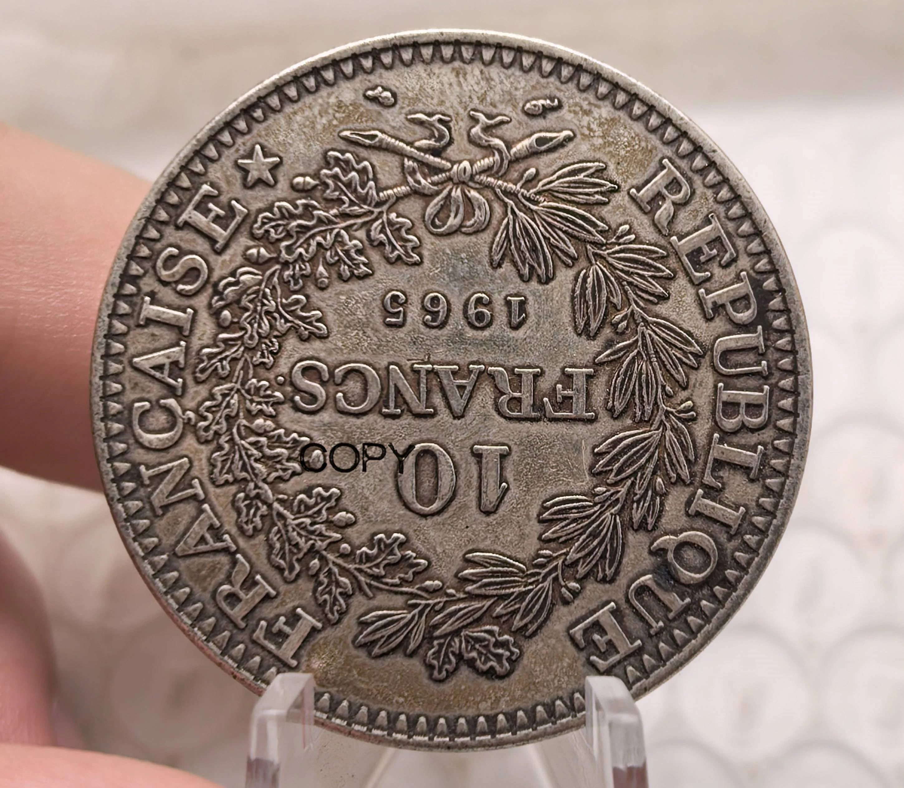 عملة نسخة مطلية بالفضة لفرنسا ، ، 10