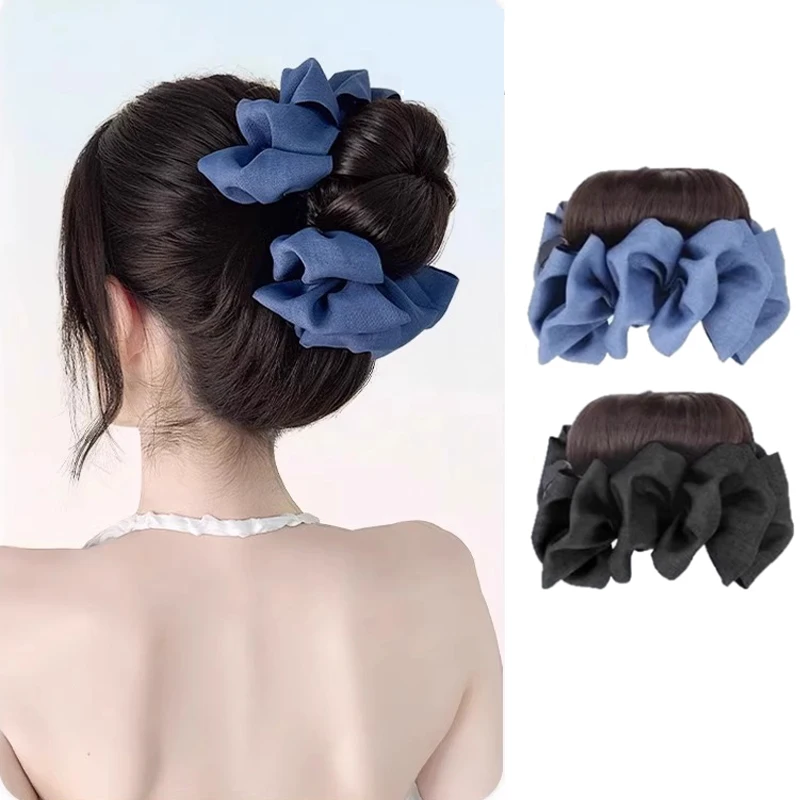 

New Fashion Women's Synthetic Hair Bun With hair accessories Cowboy Wrinkle Set Ancient Style Curling Hair Artifact