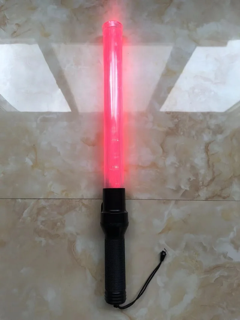 Varilla de tráfico verde de cambio rojo de 54cm, palo de moda LED, varita de seguridad fluorescente de mano de emergencia nocturna para Control de tráfico