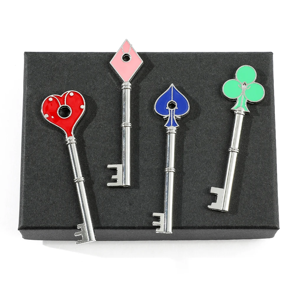 4pcs/box RPD Key Square & Plum Heart Keychains Keyring Set for Men Resident Evil Remake Key Holder Fan Collection Gift