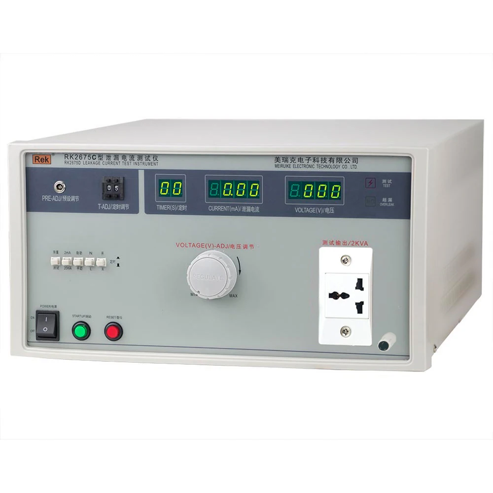 Rek RK2675C Leakage Current Tester Transformer Capacity 2000VA, Voltage 0-250V, Current 0-20mA, Accuracy 5%