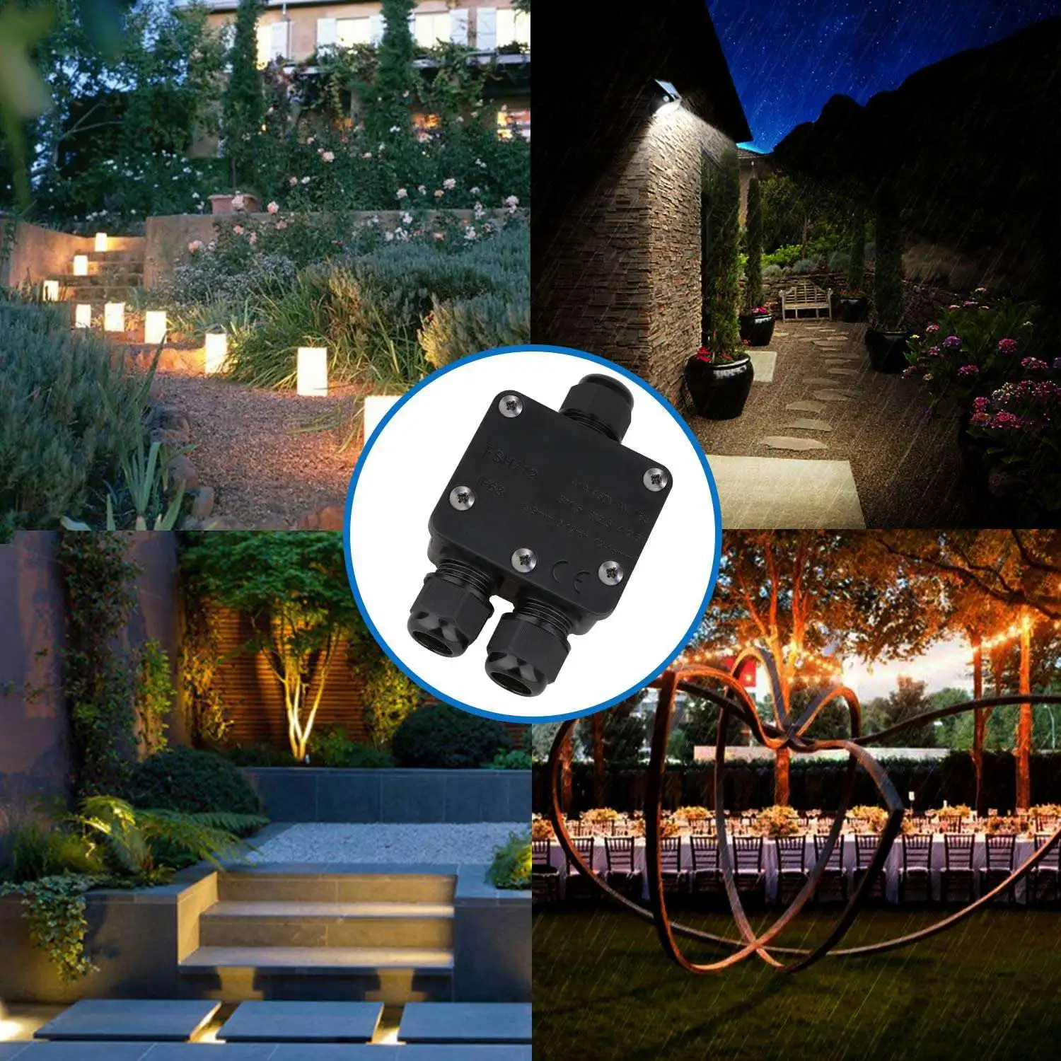 ABRO-Waterproof Junction Box IP68 Outdoor Gland Electrical Junction Box With 3 Cable Connector For 4-15 Mm Diameter Cable