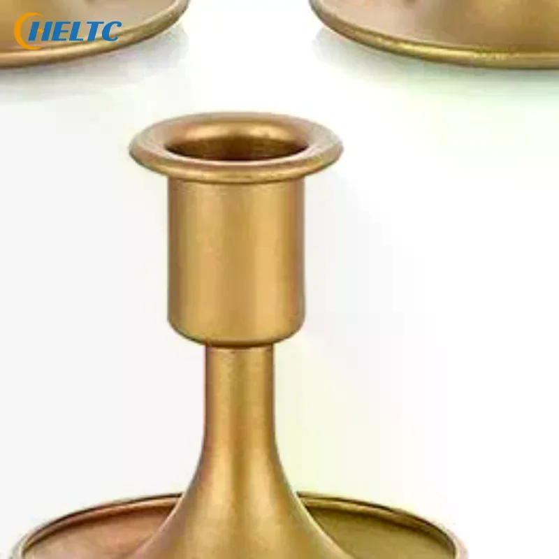 1PCS Vintage Metal Chamberstick Candle Holder With Handle Teacup Shape Ridged Pillar Candle Stand For Home Decor Wedding Table