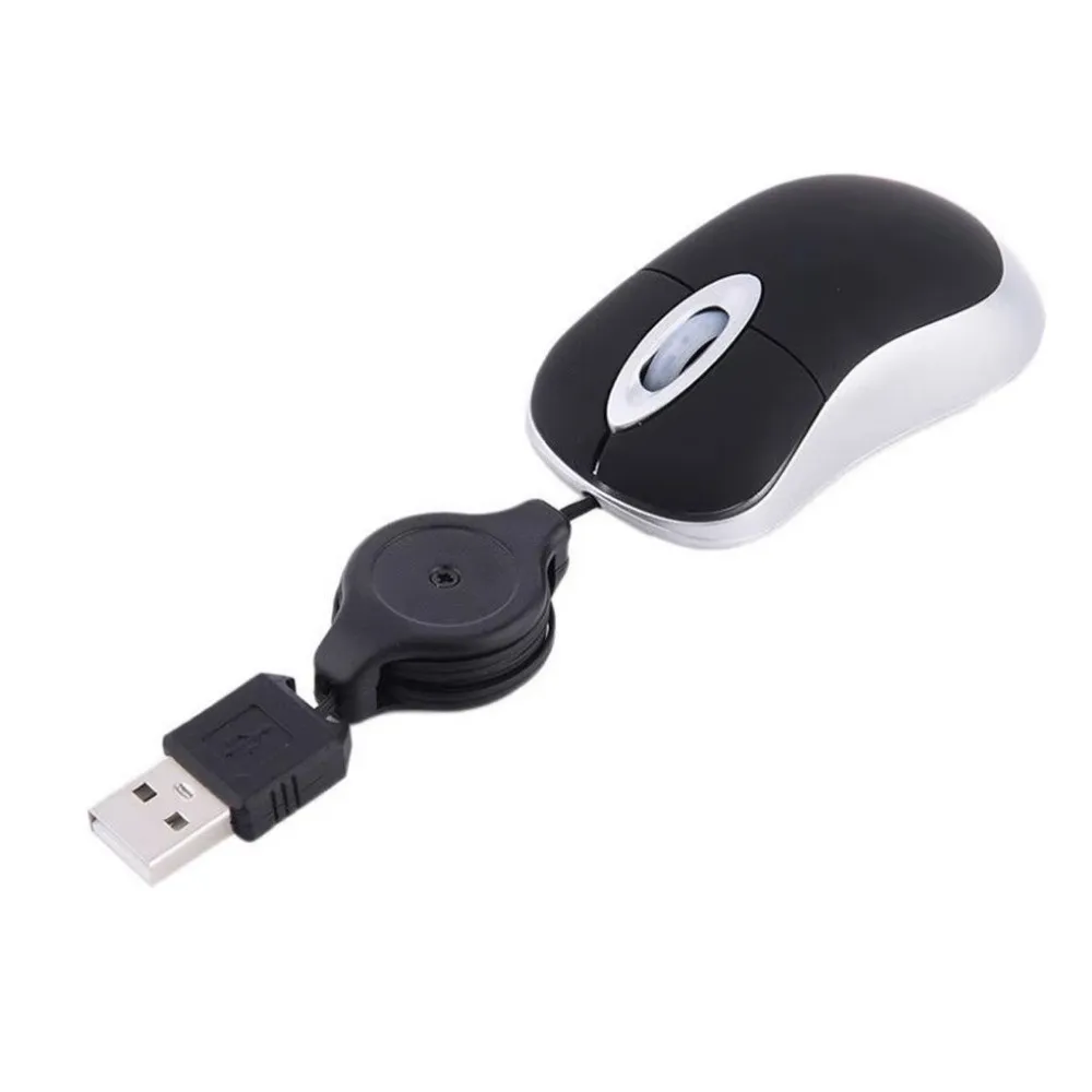 Retractable Cable USB Wired Mouse Lightweight Portable mini Retractable Mouse Ergonomic Shape Plug-and-Play Computer Mice