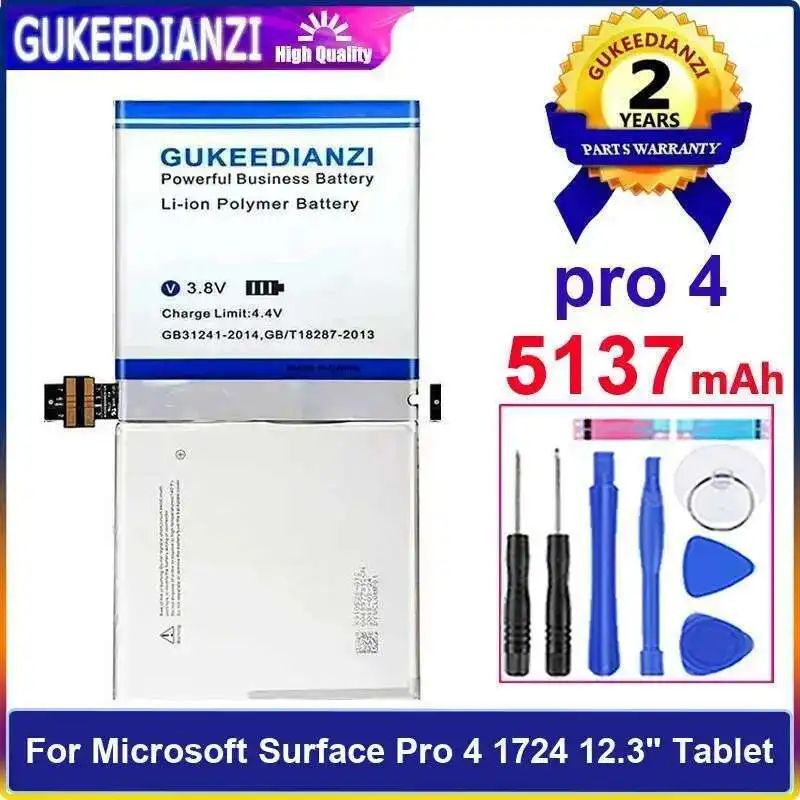 

Safe For Microsoft Surface Pro 4 1724 12.3" Tablet 5137Mah Good Low-Temperature Performance Battery