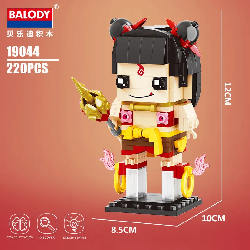 Balody Blocks Chinese Cartoon Q Cube Nezha Anime Building Bricks Educational Kids Toys Auction Figures for Children Gifts 19044