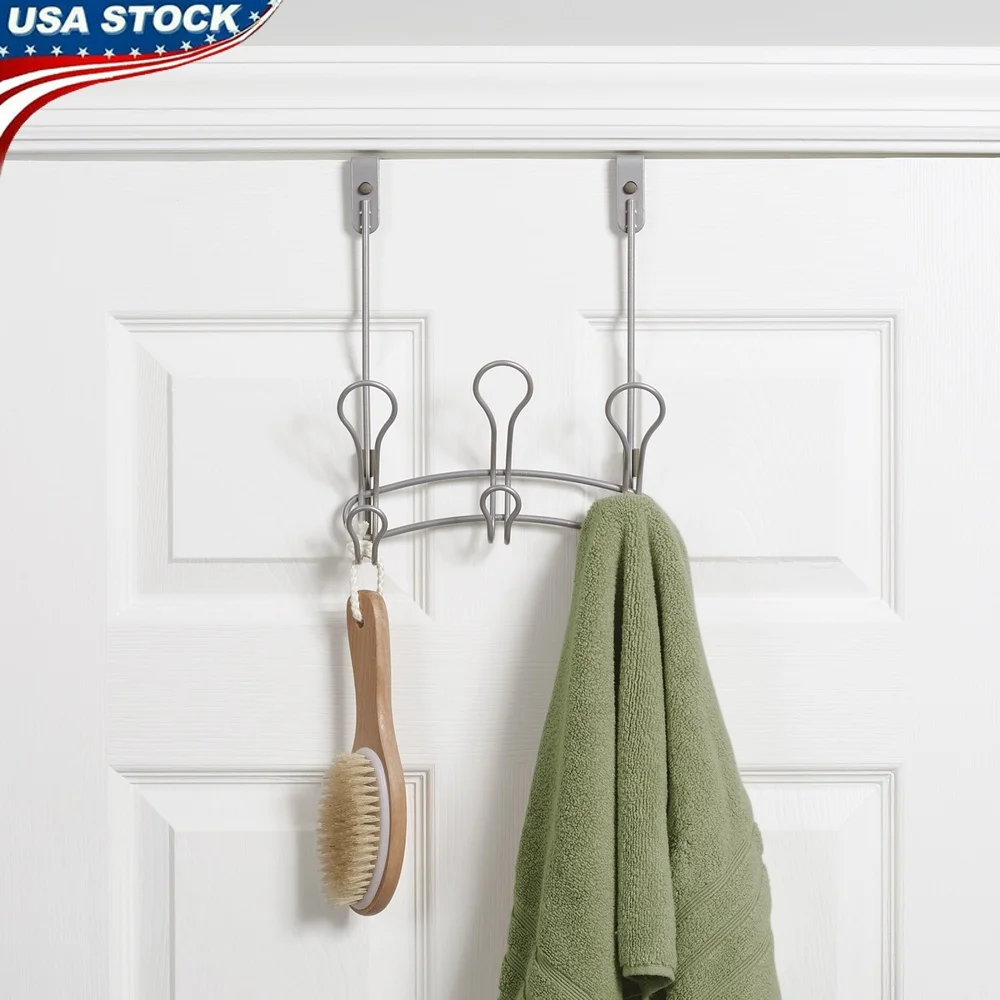 

Over-the-Door Towel Robe Rack Tool-Free Installation 3-Hook Design Scratch-Resistant Bumper Guards Versatile Storage Bathroom