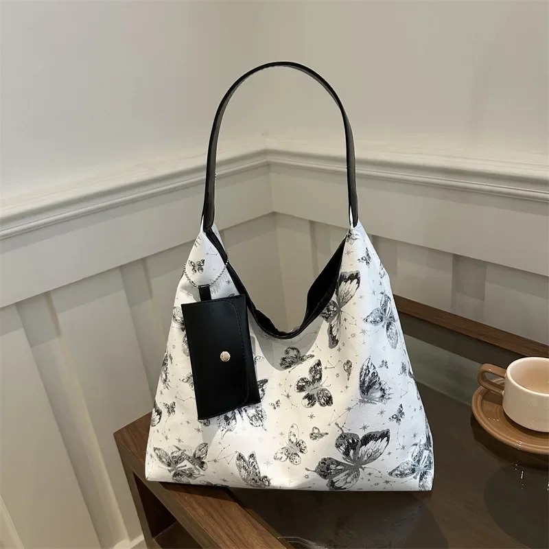 

Premium Butterfly Printed Tote handbag Women's Large Capacity Commuter Underarm Bag Versatile Shoulder Bag