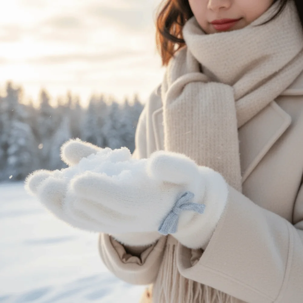أزياء القوس الأزرق قفازات الباردة والدليل على سميكة قفازات دافئة يندبروف القفازات الشتاء