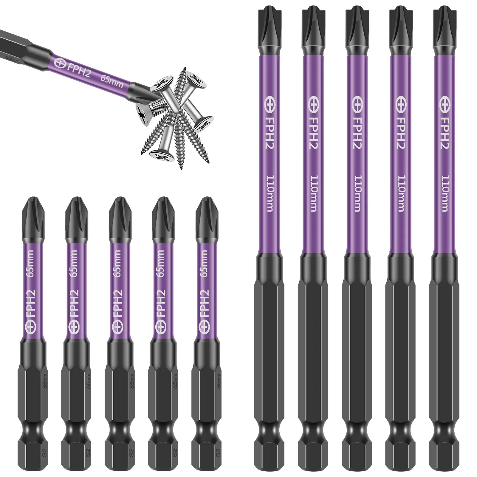 

Набор отверток 10 шт., комплект насадок с магнитным приводом 65/110 мм, Нескользящие, с крестом и шлицем, 1/4 дюйма, с шестигранным хвостовиком, ручные инструменты