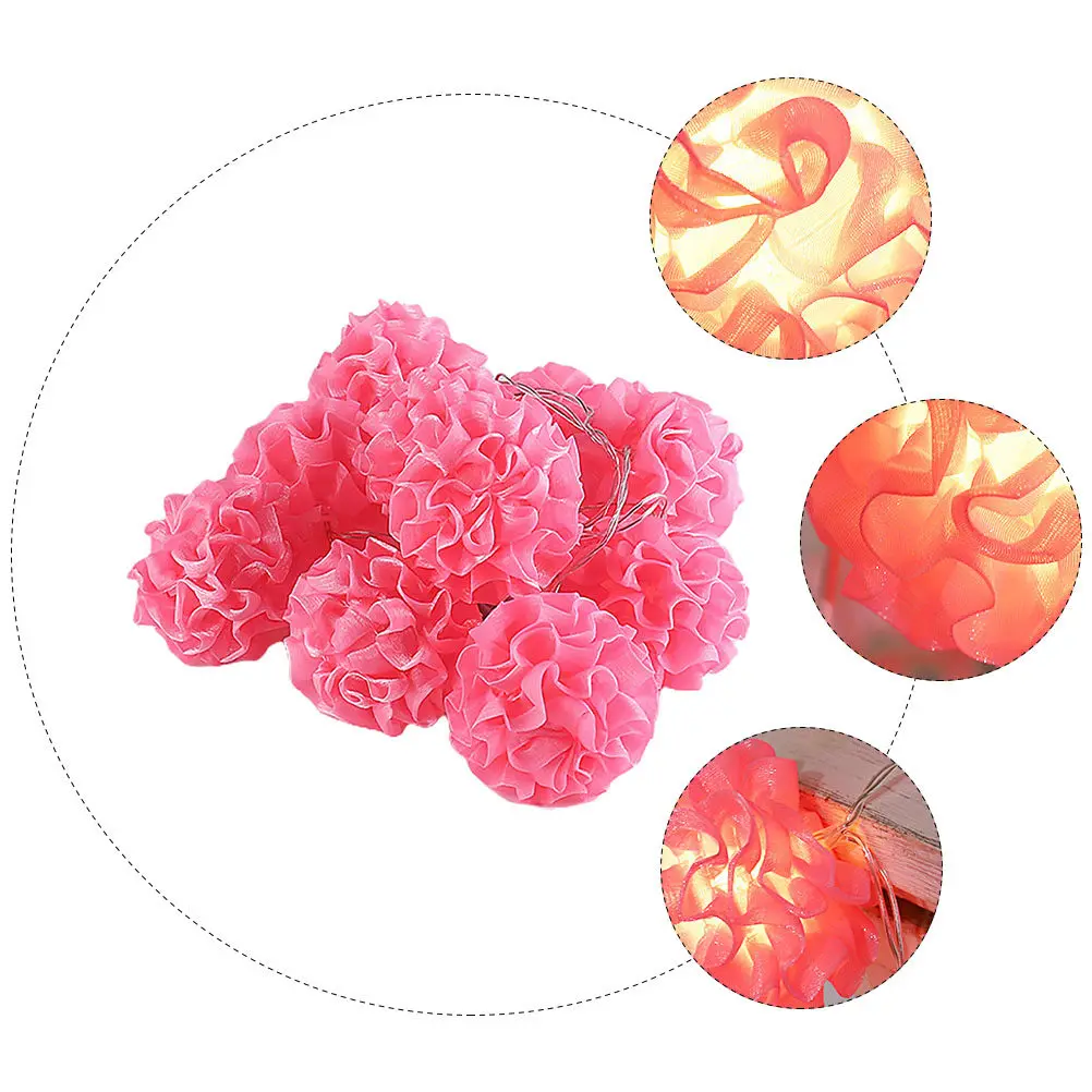 

1Pcs LED Lamp String Ornament Flower Ball Design Rosy Light Soft Glow Long Lifespan Low Power Consumption Ideal for Romantic