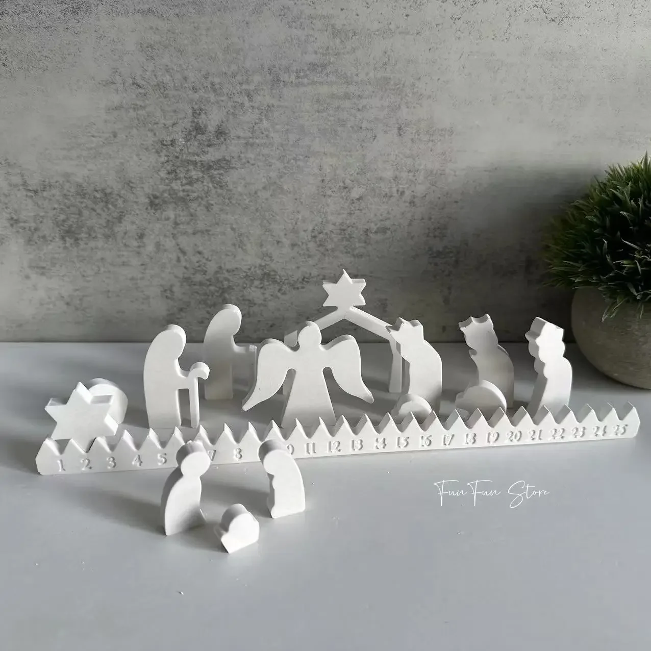 DIY Christmas Star Countdown Decoration Silicone Mold Standing Person Prayer Handmade Table Decoration Plaster Drop Glue Mold