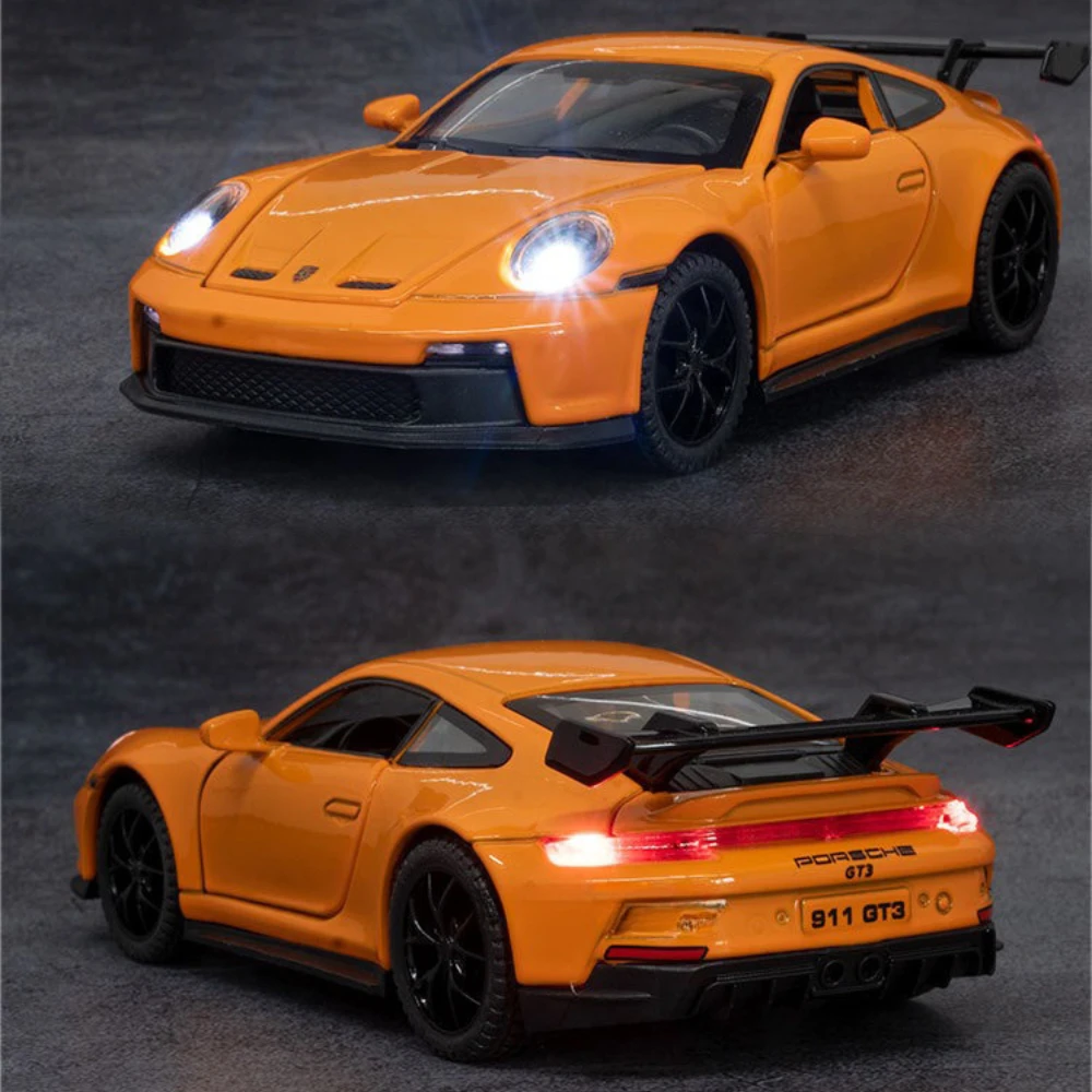 Antike Skala gt3 Spielzeug Modellautos Metall Druckguss zurückziehen 4 Türen geöffnet Sound Licht Home Dekoration Fahrzeug Spielzeug Geschenke für Jungen