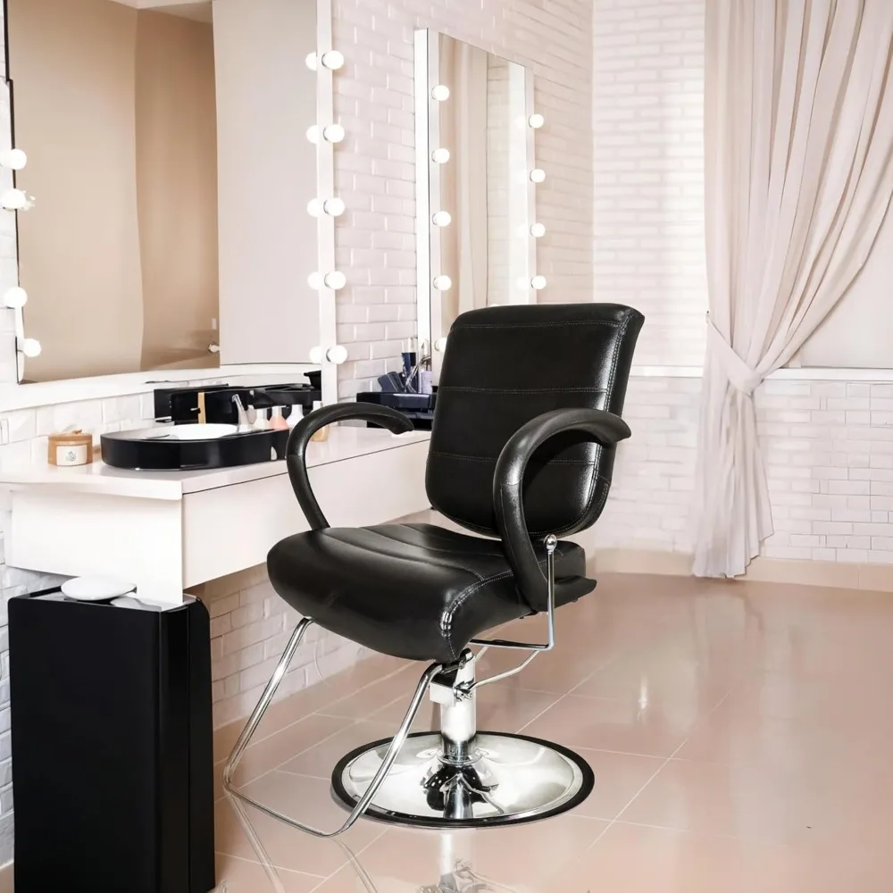 PureSana Chromium Vinyl Kyler 360 Degree Professional All Purpose Salon Chair with Adjustable Reclining Mechanism and Rotational