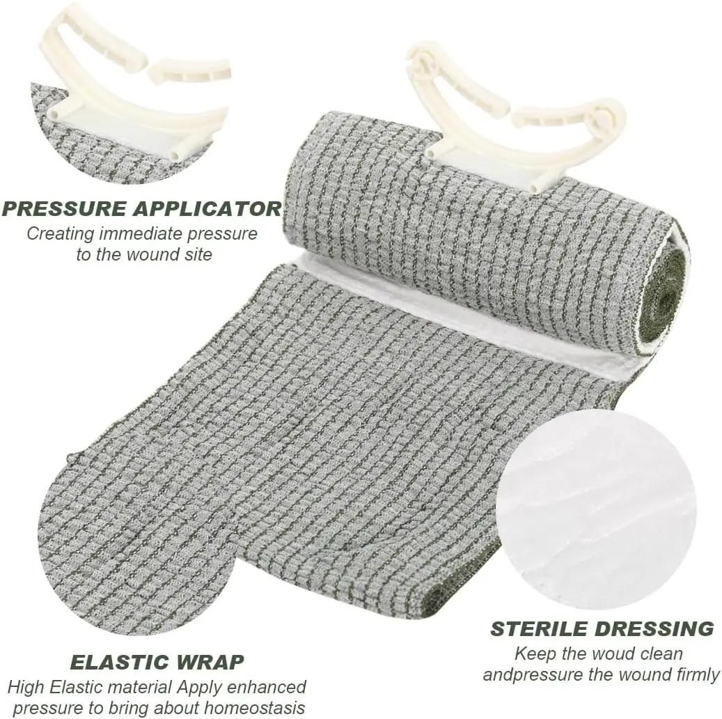 Tactical Emergency Bandage Vacuum Packed Hemostatic Compression Dressing for Tactical First Aid Kit