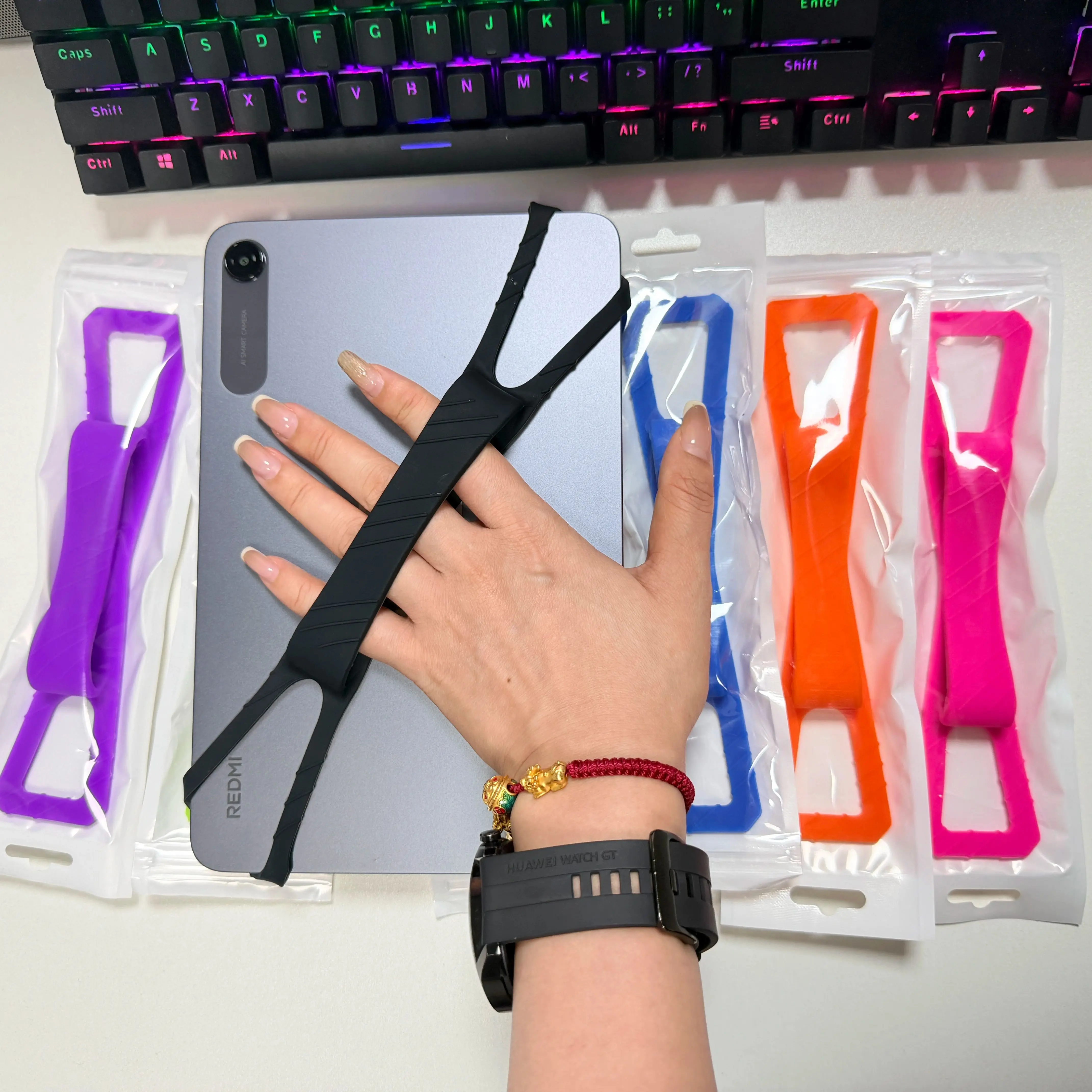 Ultra Elastic & Ultra Light Silicone Hand Strap, Comfort Non-slip Finger Holder Bracket for Kindle Kobo E-Book Reader