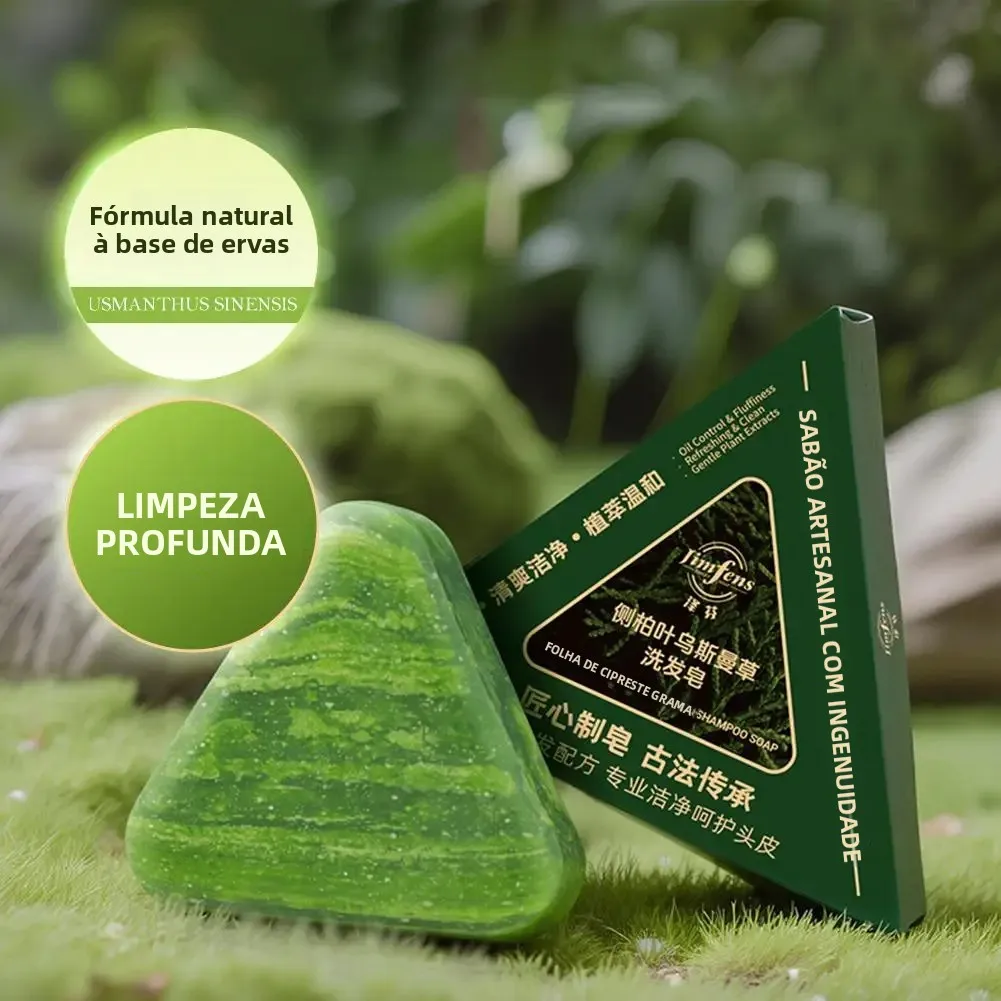 Novo Shampoo em Barra com Extrato de Ervas, Antiqueda, Cuidado para Couro Cabeludo Oleoso, Anticaspa, Shampoo de Capim Uxmal para Crescimento Capilar
