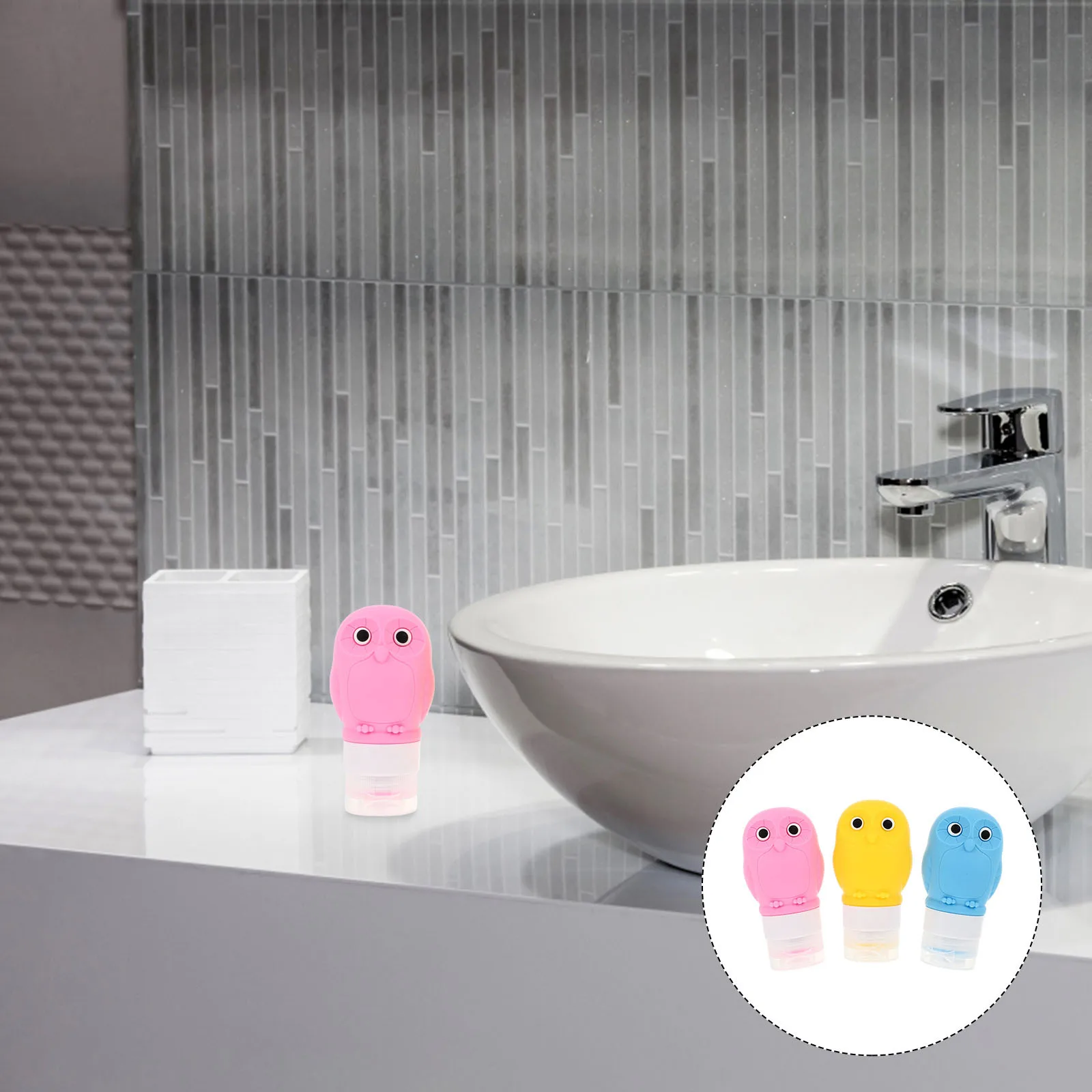 3 قطعة تصميم البومة سيليكون زجاجات السفر مانعة للتسرب موزع سائل للشامبو غسول الحبر مزيل ماكياج المحمولة الفرعية