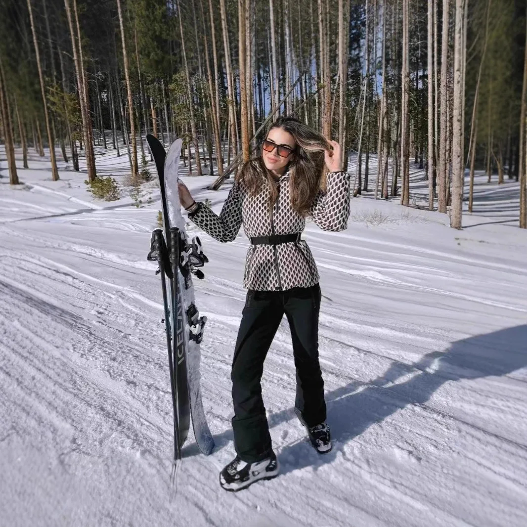 Womens Extreme Cold-Weather Windproof Warm Ski Jacket with Fitted Waist Hood Thickene Down Cotton Winter Outdoor Versatile Coat