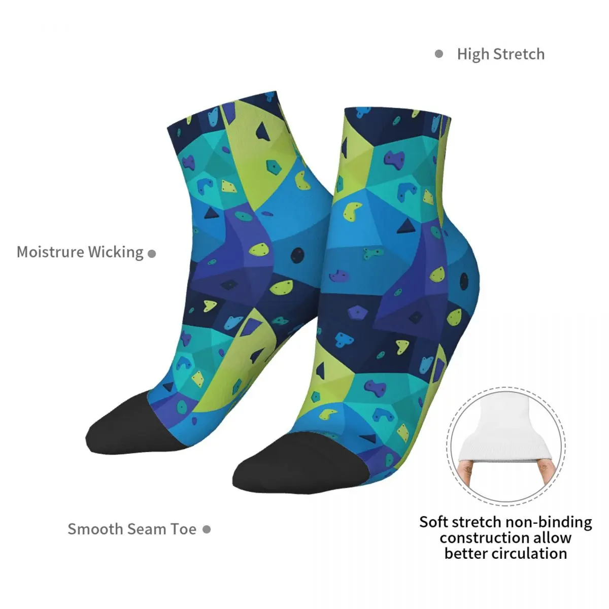 Boulder Wall Blue And Green Ankle Socks Male Mens Women Summer Stockings Harajuku