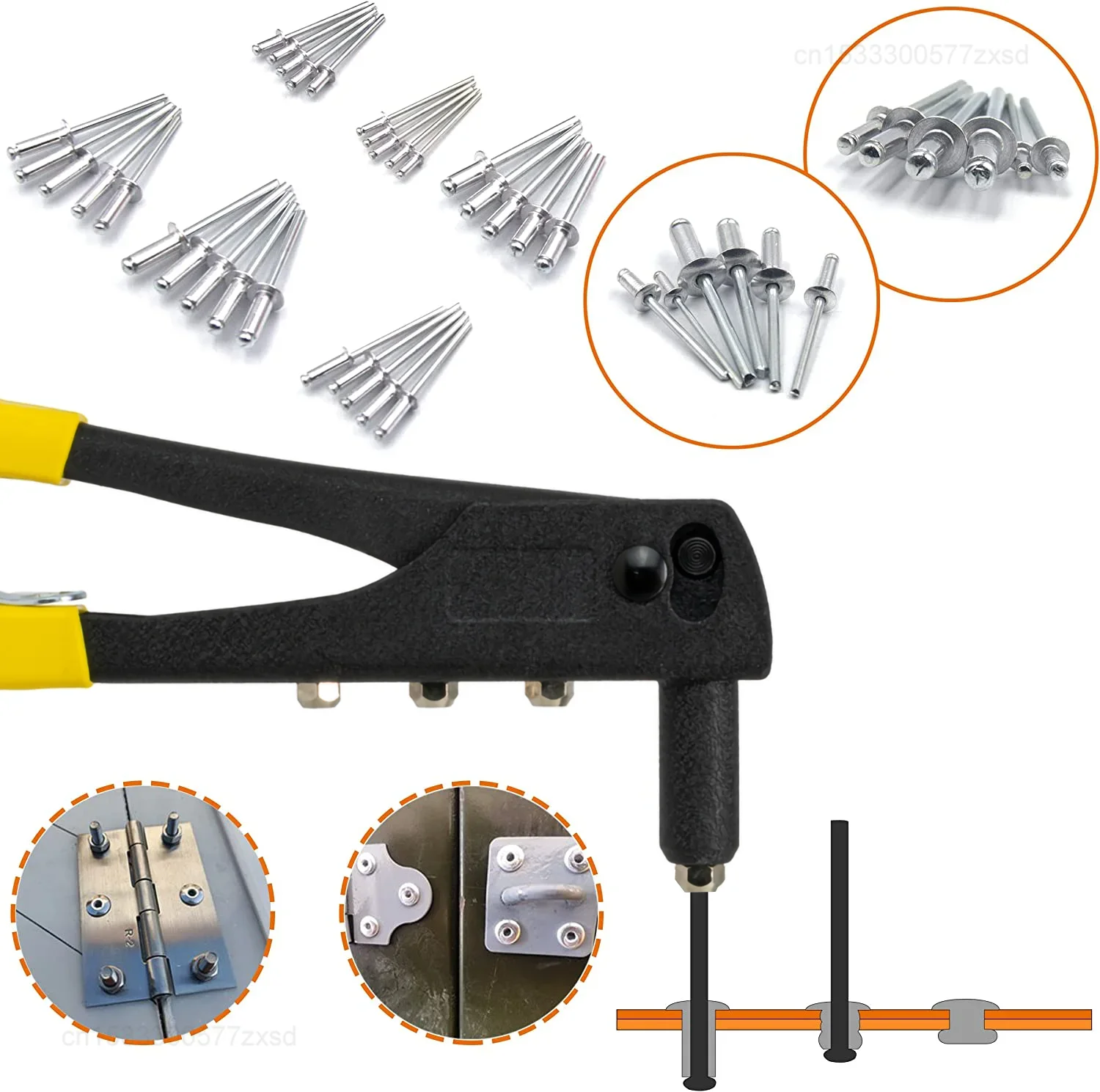 Heavy Duty Riveter Set Pop Rivet Gun with 120Pcs/150Pcs Blind Rivets Assortment Kit Hand Tools Rivet Nut Tool Hand Riveter