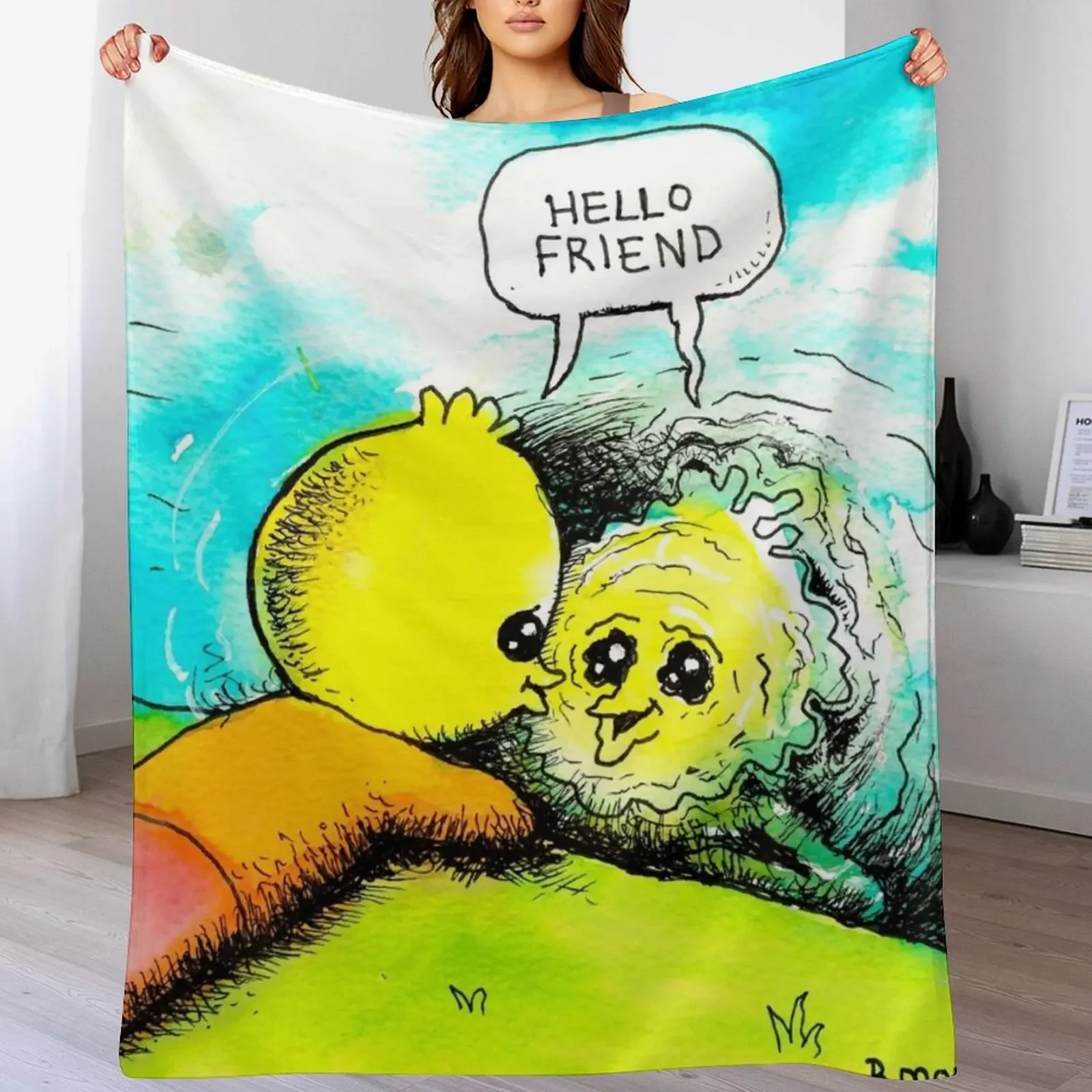 

Hello Friend Throw Blanket Blankets Sofas Of Decoration Plaid on the sofa Soft Beds Sofa Quilt Blankets