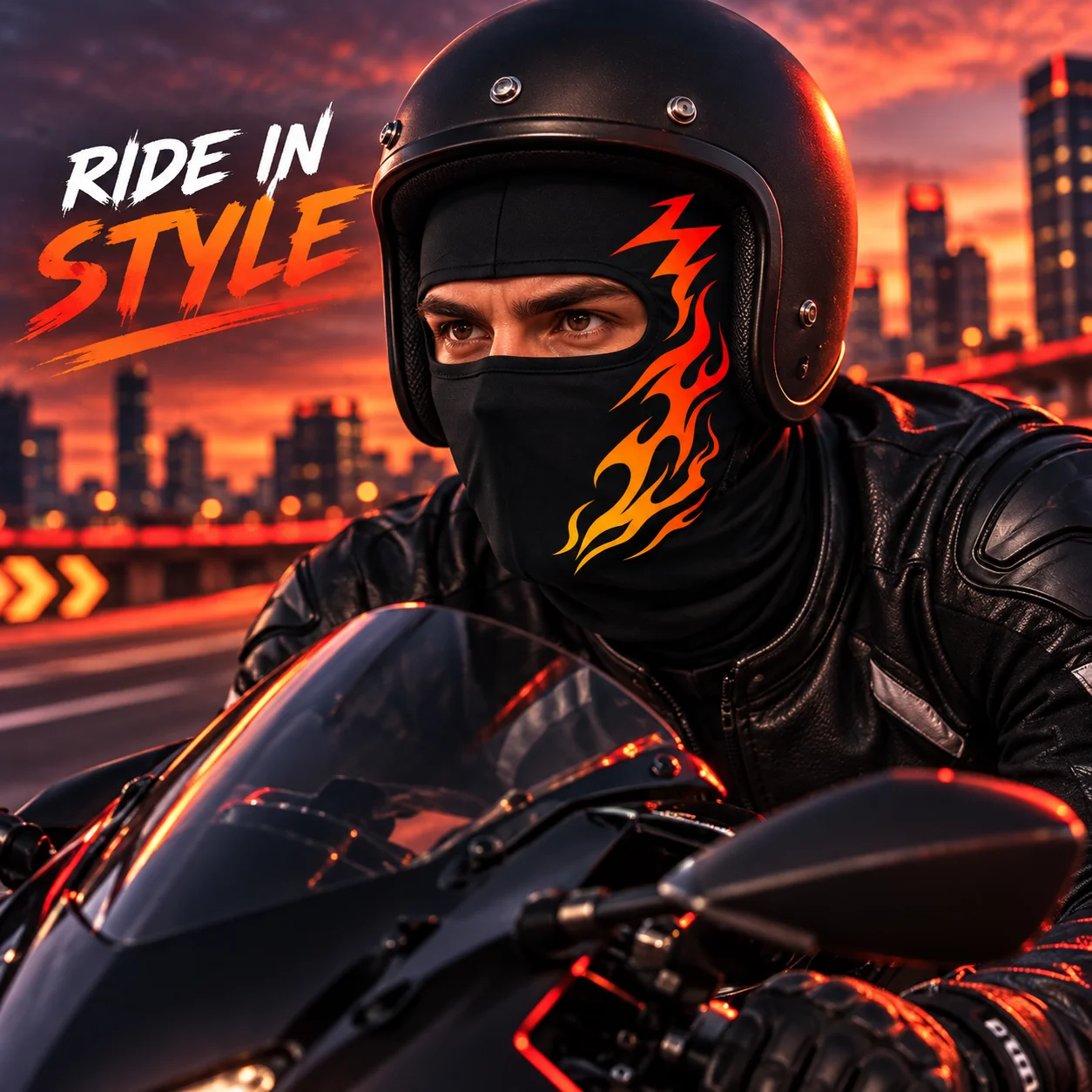Flame Balaclava Mask For Men And Women, Full Face Cover With Fire Print, Lightweight Hood For Sports, Breathable And Dustproof