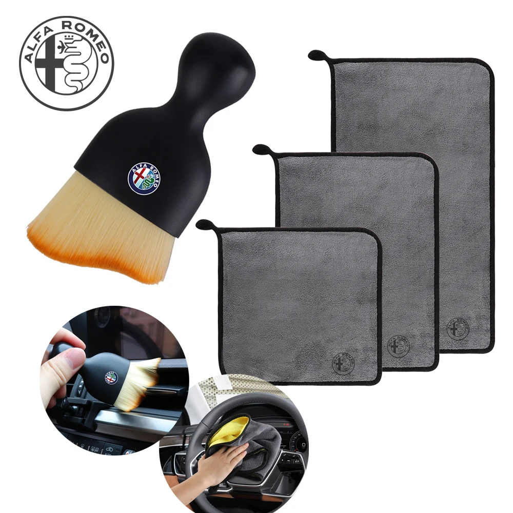 

Car Cleaning Soft Brush Towel Rag Cloth Remover Dust Remover For Alfa Romeo Giulia Stelvio Giulietta 156 159 147 Mito Tonale Bre