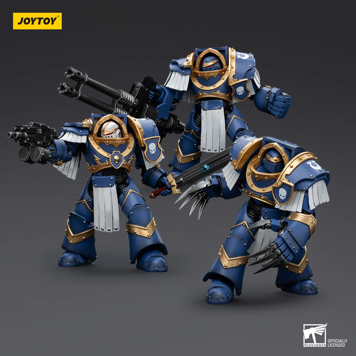 1/18 Ultramarines Cataphractii Terminator Squad with Lightning Claws Reaper Autocannon Sergeant with Power Sword Anime Model Toy